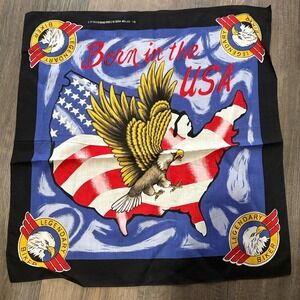VTG Cotton Bandana Handkerchief Legendary Biker Born In The USA Motorcycle Wear